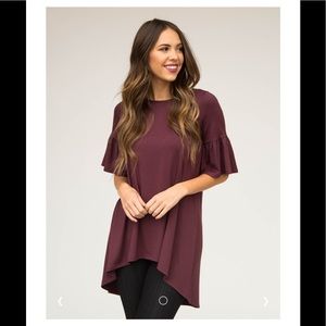 Ruffle sleeve tunic